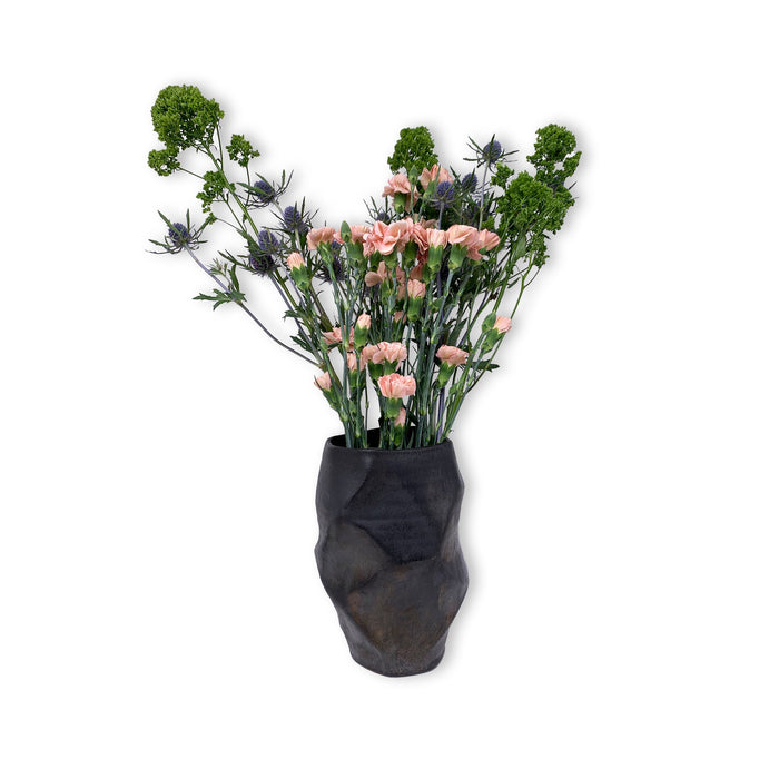 Gunmetal Large Facet Vase