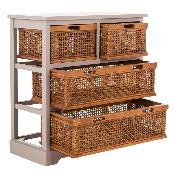 Quartz Grey Jackson Storage Unit with Cane Drawers