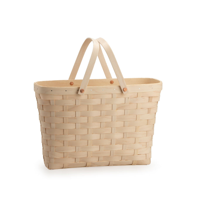 Whitewashed Handled Tote Basket
