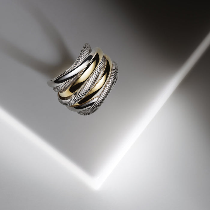Eternity Seven Band Highway Ring with 18K Gold