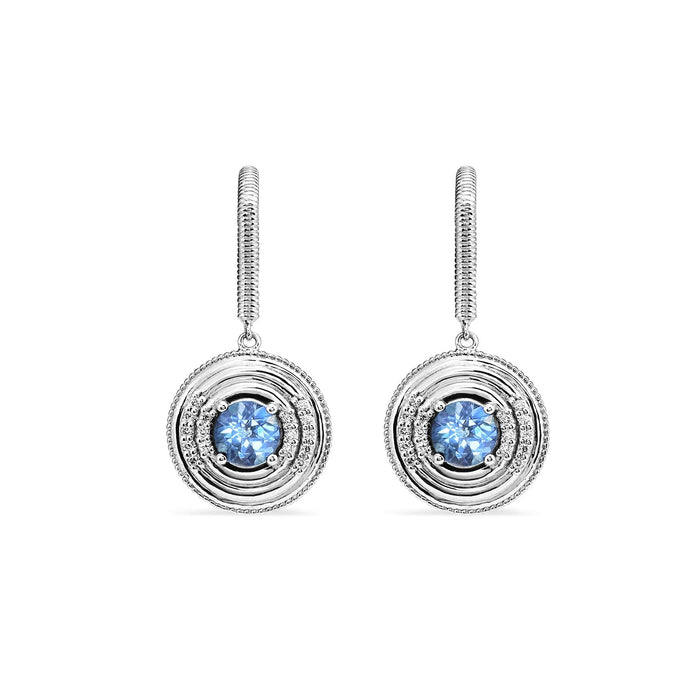Max Drop Earring with Swiss Blue Topaz and Diamonds