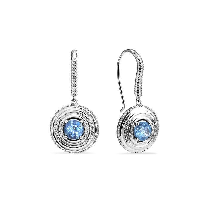 Max Drop Earring with Swiss Blue Topaz and Diamonds