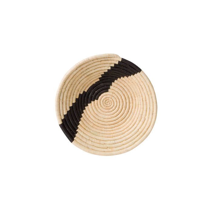 Medium Striped Black & Natural Round Bowl Basket