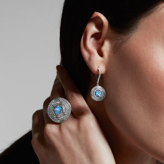 Max Drop Earring with Swiss Blue Topaz and Diamonds
