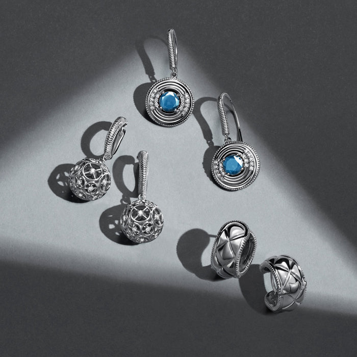 Max Drop Earring with Swiss Blue Topaz and Diamonds