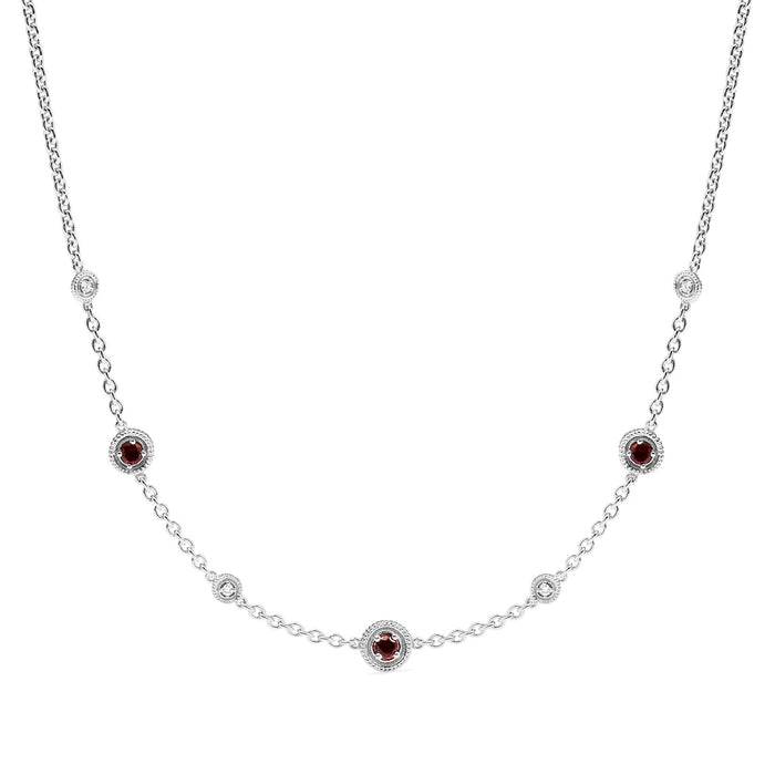 Max Station Necklace with Garnet and Diamonds