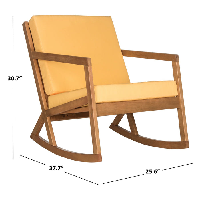 Natural Vernon Rocking Chair with Yellow Cushions