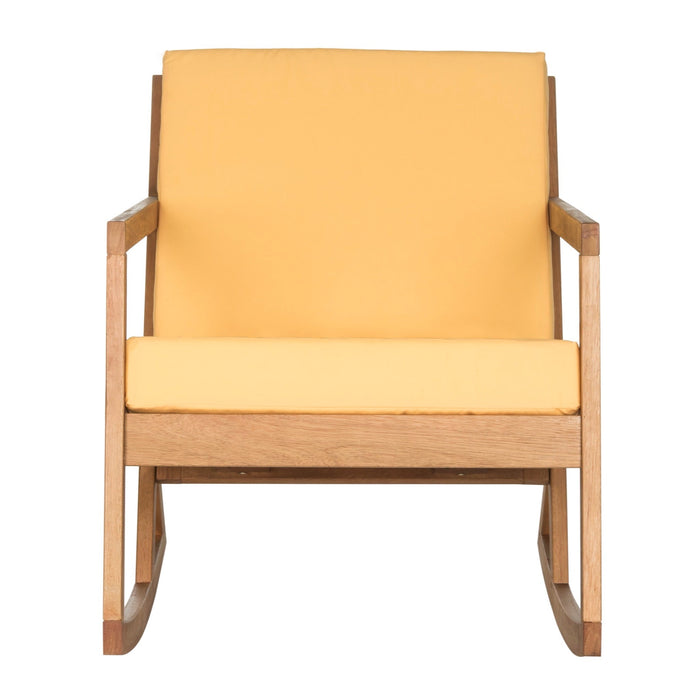 Natural Vernon Rocking Chair with Yellow Cushions