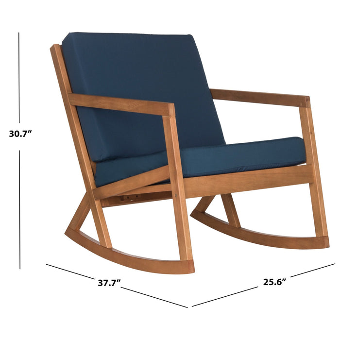Natural Vernon Rocking Chair with Navy Cushions