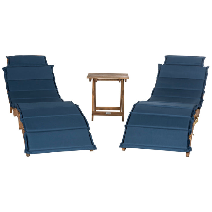 Natural Pacifica Lounge Set with Navy Cushions