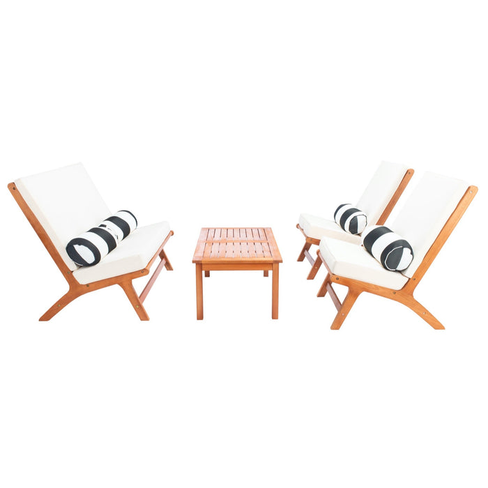 Natural & Beige Chaston Outdoor Living Set with Accent Pillows