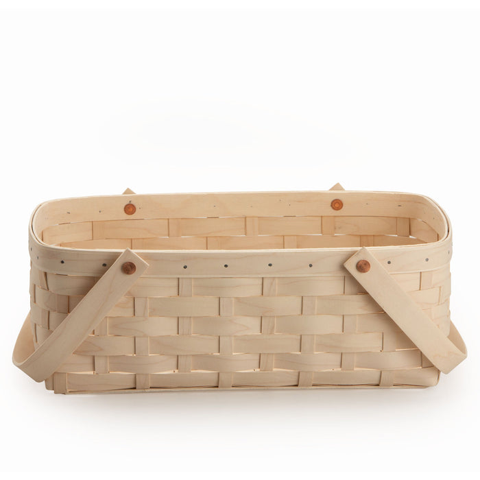 Whitewashed Large Handled Rectangle Organizing Basket